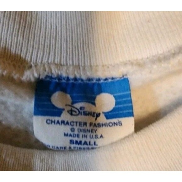 Vintage Disney Mickey Mouse White Sweatshirt 80’s Made In USA Sz S (26" L X 17") - Picture 3 of 6